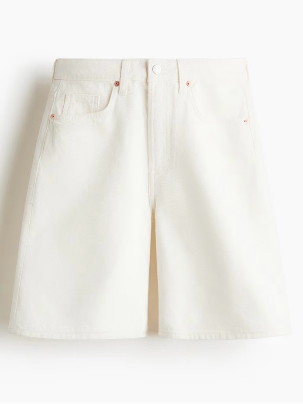 H&M White Knee-Length Bermuda Shorts with Clean Cut - Picture 2 of 5
